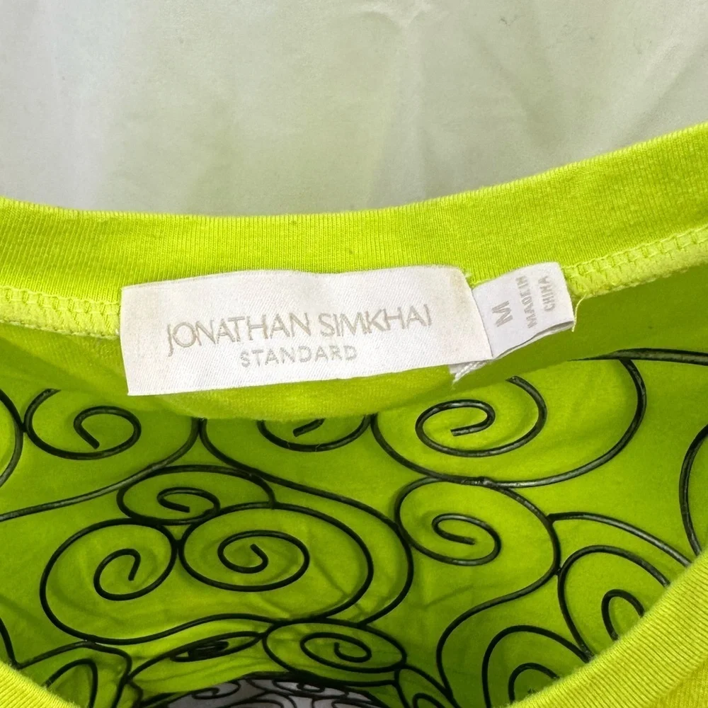 Jonathan Simkhai Kristiana neon green ruched tank size M - Picture 3 of 7